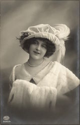 Portrait Photograph of Woman in White Stole & Muff Postcard