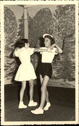 Two Young Girls Dancing Postcard Postcard