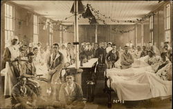 Doctors, Nurses & Patients in a Crowded Hospital Ward Postcard