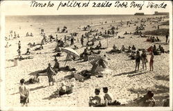 Crowds at the Beach Miami Beach, FL Postcard Postcard