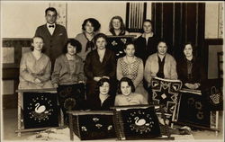 Women with their Fiber Artwork and their teacher Schools & Education Postcard Postcard