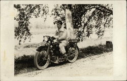 Man Riding 1920's Diamant Motorcycle Postcard