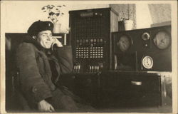 Radio Operator at Radio Desk Men Postcard Postcard