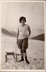 Woman with Toboggan Postcard