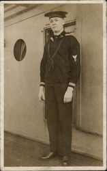 Vintage Photograph of Tall Sailor in Uniform Postcard