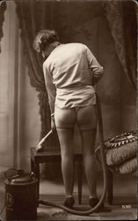 Bare Bottomed Woman Vacuuming French Nudes Postcard Postcard