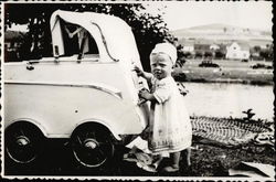 A Toddler Pushing a Cart Babies Postcard Postcard