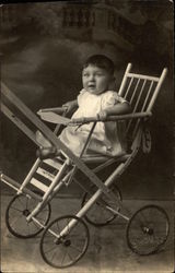 Vintage Photograph of Infant in Stroller Babies Postcard Postcard