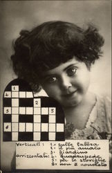 Italian Young Girl with Crossword Puzzle Girls Postcard Postcard