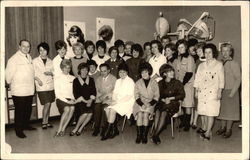 Class Photo of Women & Men in Beauty School Postcard Postcard