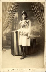 Portrait of Young Woman with Fur-Trimmed Jacket Postcard