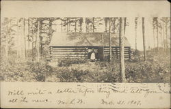 Black Woman in South - Standing in front of Log Cabin - 1907 Black Americana Postcard Postcard