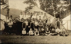 Group of Young Men and Boys Camping Postcard