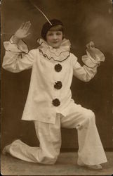 Vintage Photograph of Woman Dressed as Pierrot Postcard