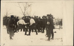 Wrestling Match of Soldiers Postcard