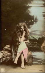 A Young Woman with Long Hair Postcard