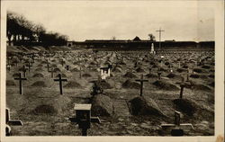 Cemetary with Graves and Crosses Death Postcard Postcard