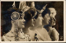 Profile Photograph of Five Woman in Ornate Attire Women Postcard Postcard