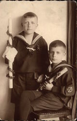 Two Boys in Uniform Postcard Postcard