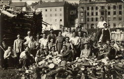 A Group of People with Lumber Postcard