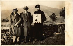 3 Men by a Stone Wall, Radio Postcard