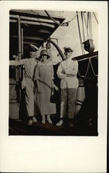 Officers and a Woman on a Ship Boats, Ships Postcard Postcard