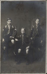 Three Boy Scouts in Uniform Postcard Postcard