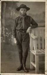 Boy Scout by a Bench Postcard