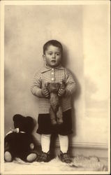 Little Boy in Knickers holding Teddy Bear Boys Postcard Postcard