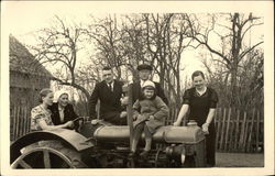 Family with Tractor Farming Postcard Postcard