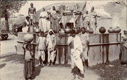 Tribal People with Pots at a Well Postcard Postcard