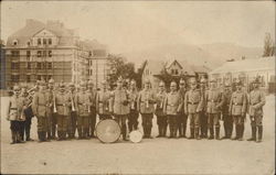 Vintage Photograph of Marching Band in Uniform Music Postcard Postcard