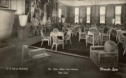 SS Ile de France - The Salon Mixed - Gay & Modern - First Class French Line Postcard