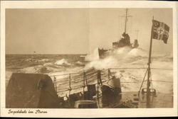 Nazi German Torpedo Boat in a Storm Postcard