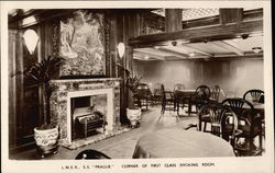 LNER SS "Prague" - Corner of First Class Smoking Room Postcard