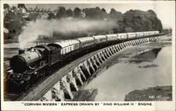 "Cornish RIviera" Express Drawn by "King William IV" Engine Postcard