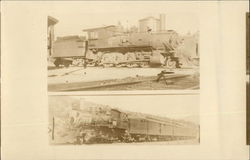 Two Views of Train Locomotives Postcard