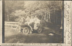 A Family in an Automobile of 1906 Postcard