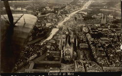 Aerial View of Cathedral Metz, France Postcard Postcard