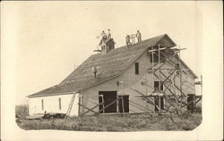 Roofing on a Barn Postcard