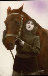 Young Woman with Horse Postcard