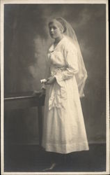 Woman in White Gown and Veil Postcard