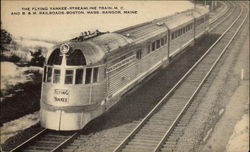 The Flying Yankee Streamline Train, MC and B&M Railroads Postcard