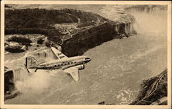 Flagship of American Airlines over Niagara Falls Aircraft Postcard Postcard