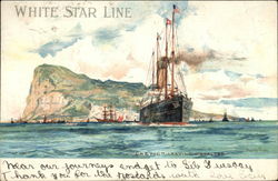 White Star Line - "Cretic" Leaving Gibraltar Postcard