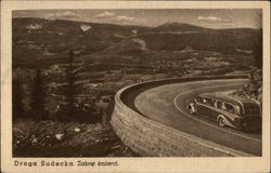 Bus Traveling along Scenic Road Buses Postcard Postcard