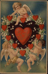 Cupids and Valentines Postcard Postcard