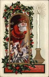 Christmas Greetings with Santa and Toys Santa Claus Postcard Postcard