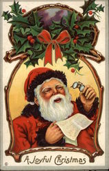 Santa Claus Reading a List Postcard