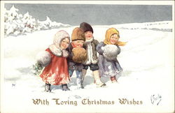 Four Children in the Snow Postcard Postcard